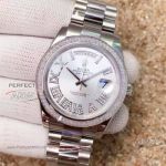 Perfect Fake Rolex Watch - Day Date Stainless Steel Silver Roman Dial 40mm  